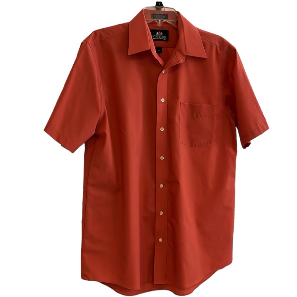STAFFORD BROADCLOTH SHORT SLEEVE BUTTON DOWN SHIRT SALMON SIZE 16